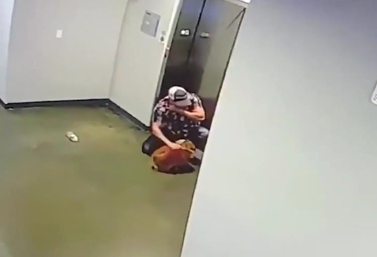 A Superman Saves Dog After Leash Gets Caught In The Elevator