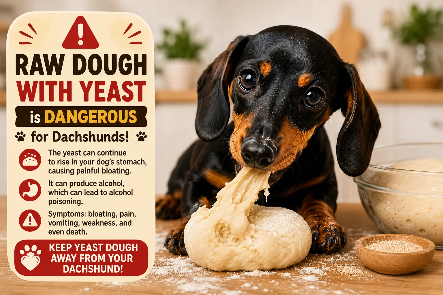 Raw dough with yeast Dangerous Foods List For Dachshunds - Dachshund Bonus